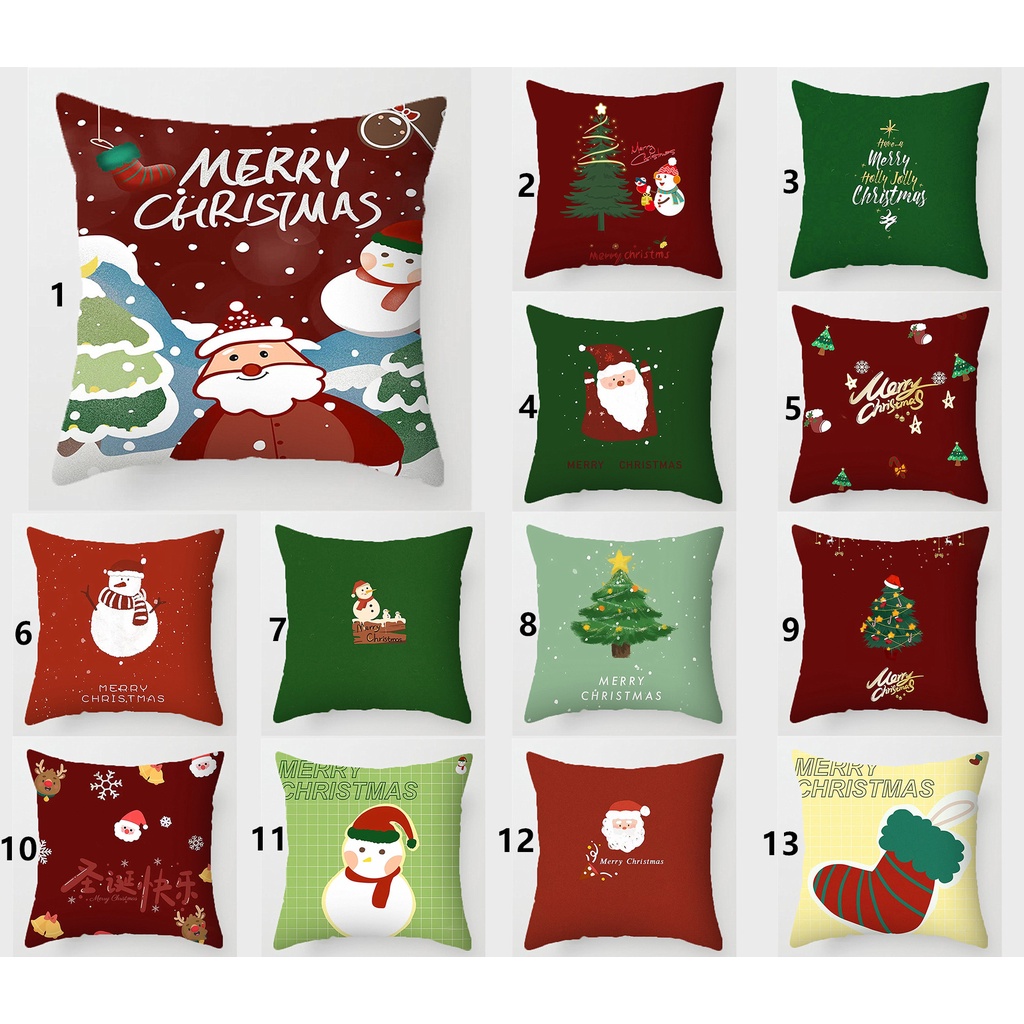 Vỏ Gối 40X40,45X45,50X50,60X60 Họa Tiết Giáng Sinh Màu Xanh Lá