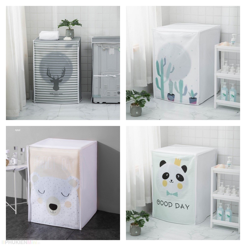 Túi trùm máy giặt PEVA cửa trước và cửa trên, có khóa kéo dẻo dai chống thấm túi trùm chống bụi bẩn, chống nước giá rẻ