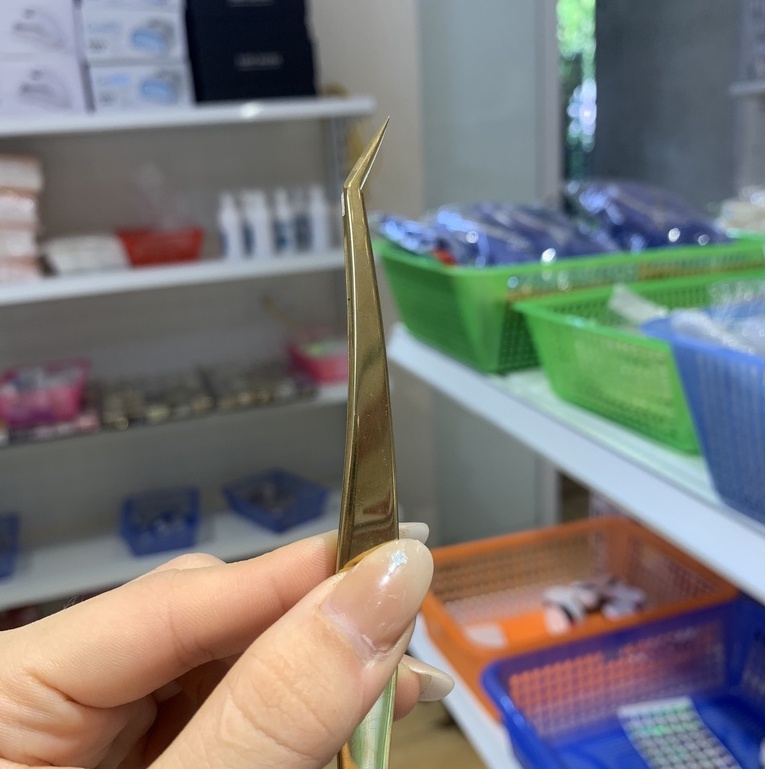 Nhíp nối mi, nhíp tách mi classic cá heo vàng gold - chuyên dụng cho thợ nối mi