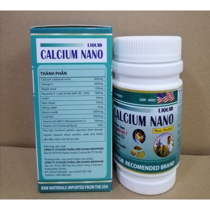 LIQUID CALCIUM NANO Bổ sung canxi giúp xương chắc khoẻ hơn.