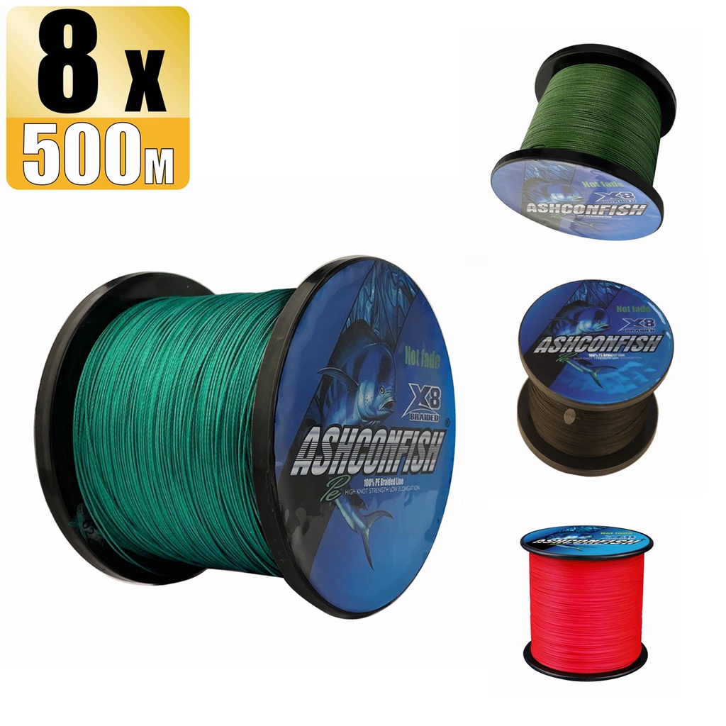 Cuộn Dây Câu Cá Bện 8 Sợi 500M Không Phai Màu