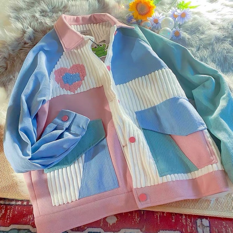 ÁO KHOÁC CỔ SƠMI 💕💕 PHỐI NHUNG MIX MÀU PASTEL 💕 PHONG CÁCH CÁ TÍNH DỄ THƯƠNG CỰC XINH YÊU