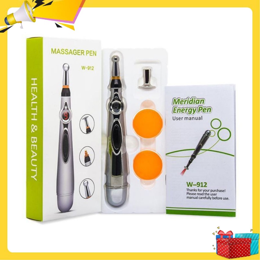Bút dò huyệt xung điện 3 đầu cao cấp, massage xung điện - bút day huyệt massage Pen W912 , châm cứu đông y gia đình