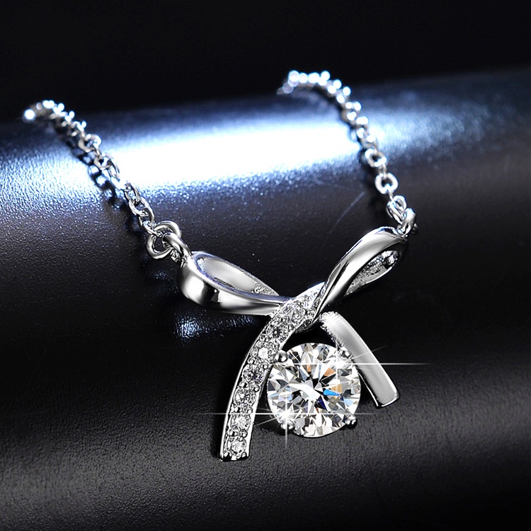 Vòng cổ xương quai xanh mặt Moissanite 925 1 carat quà tặng sinh nhật