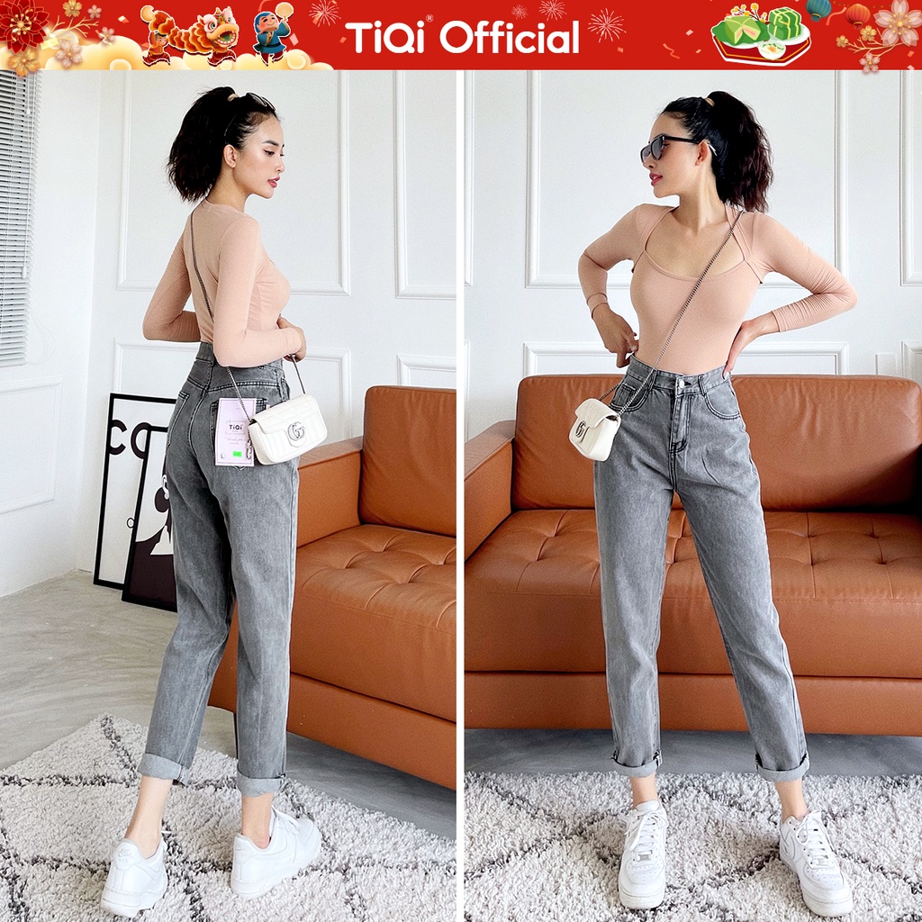 Quần baggy nữ lưng cao màu Đen Xám Xanh TiQi Jeans B1-77