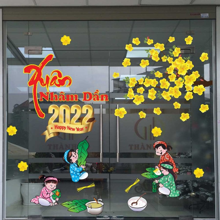 Combo decal trang trí tết Nhâm Dần An Khang 2022 - Decal trang trí nhà, văn phòng, cửa hàng