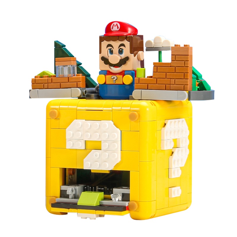 Tương thích siêu mario phiên bản mini hộp dấu chấm hỏi mario 64 dấu chấm hỏi Khối gạch xây dựng sáng tạo