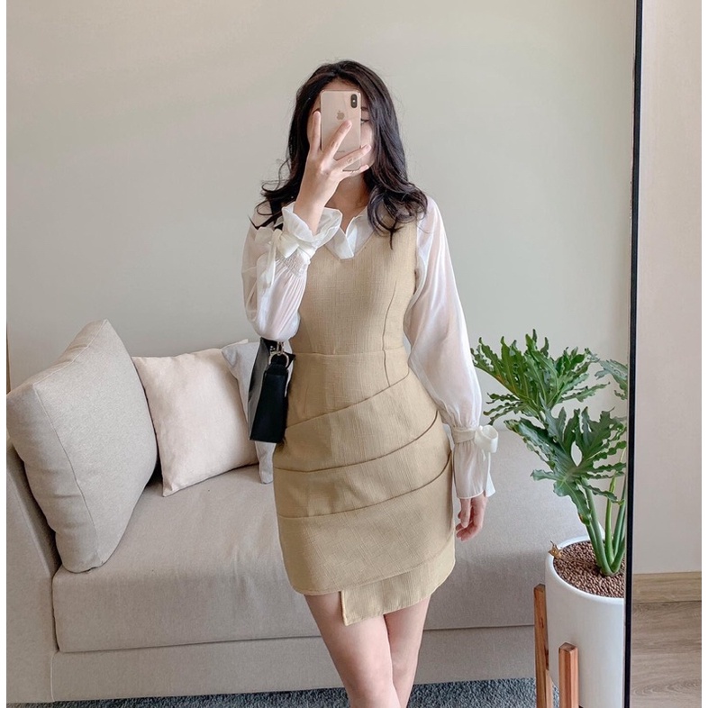 Đầm Katleen - Đầm yếm phối cổ sơ mi | BigBuy360 - bigbuy360.vn