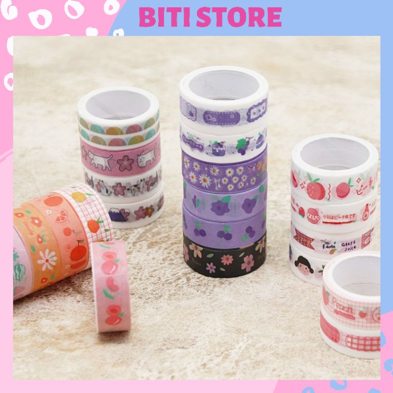 Washi Tape, Cuộn Băng Dính Trang Trí Sổ Tay BiTi Store YK302