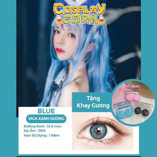 Lens hóa trang halloween viga - 1 cặp Contac lens Cosplay- kính áp tròng cos play đỏ/xanh/vàng từ 0 đến 8 độ (có lẻ độ)