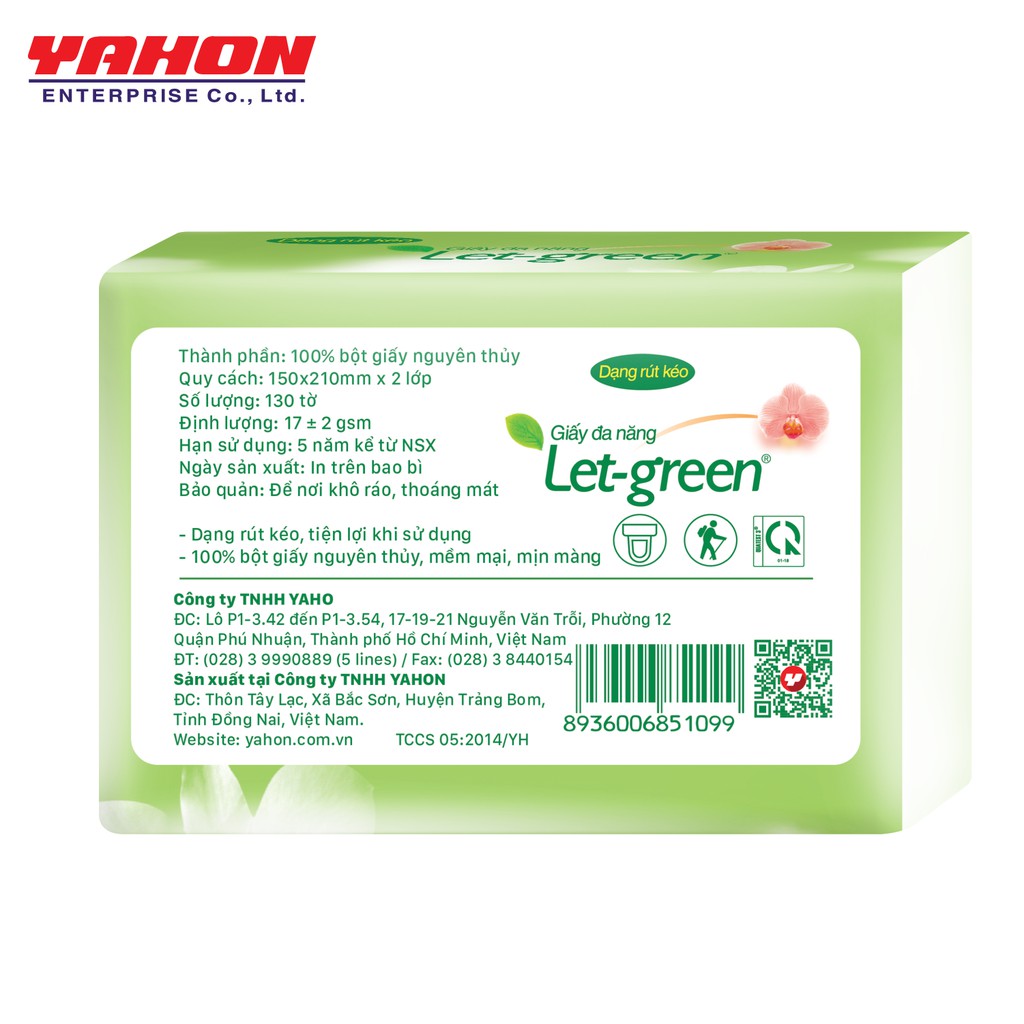 BỘ 5 TÚI GIẤY VỆ SINH ĐA NĂNG LET-GREEN 15*21CM 130 TỜ
