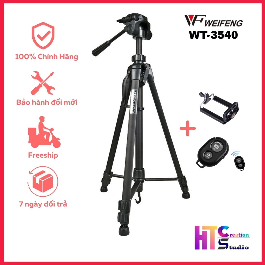 Chân máy ảnh tripod điện thoại Weifeng WT-3540 khung nhôm chắc chắn cao tối đa 1,6m