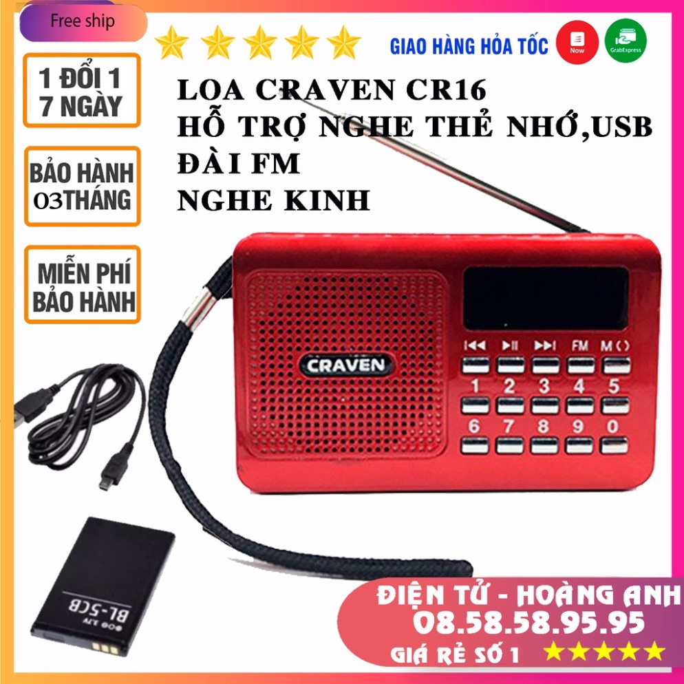 Loa đài Craven CR16, máy nghe nhạc đọc kinh phật dùng thẻ nhớ/USB