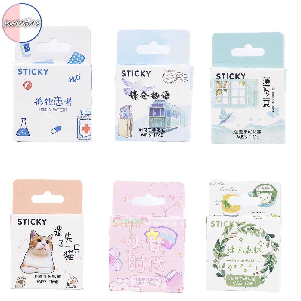 Bộ 46 nhãn dán trang trí sổ tay họa tiết đáng yêu DIY