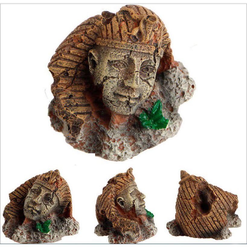 Tượng đầu nhân sư đổ nát trang trí bể cá thuỷ sinh