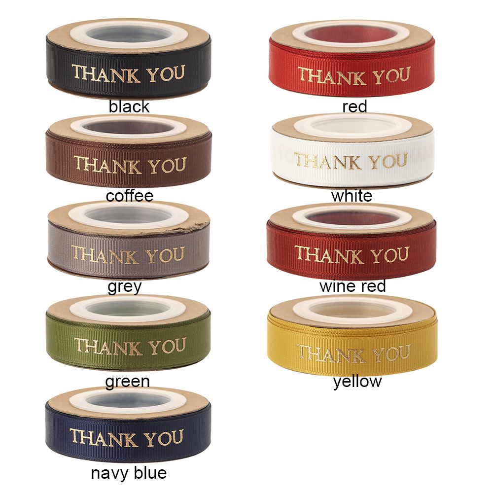 Ruy băng satin in chữ Thank You dùng trang trí hộp quà DIY