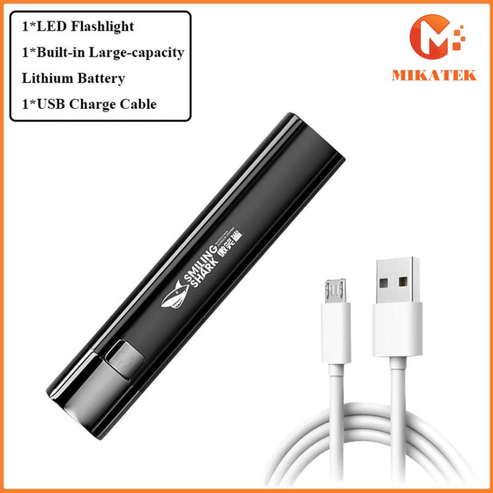 Đèn pin kiêm sạc dự phòng đa năng Smiling Shark thông minh chiếu xa siêu sáng sạc bin Mikatekvn