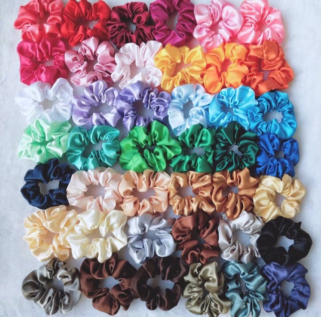 Dây cột tóc vải scrunchies phi lụa màu sắc nổi bật [ Hot Trend ]