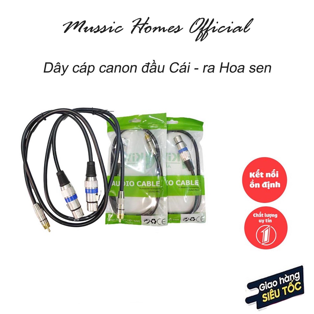 Cáp Canon (XLR) Cái Ra Đầu Bông Sen (AV/RCA) dài 1M | Dây kết nối tín hiệu âm thanh lõi đồng nguyên chất