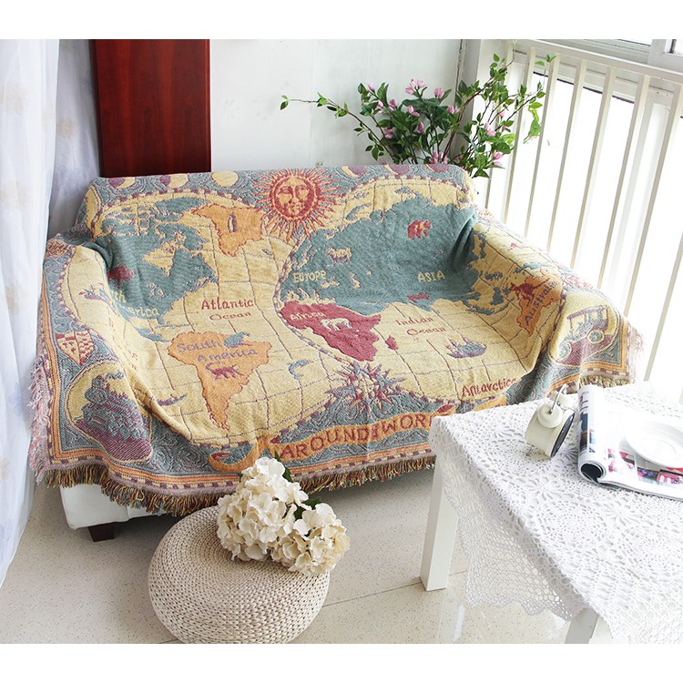 Thảm Vintage Trải Sofa Dệt Sợi Bông, Thảm Trải Sàn, Thảm Trải Sofa