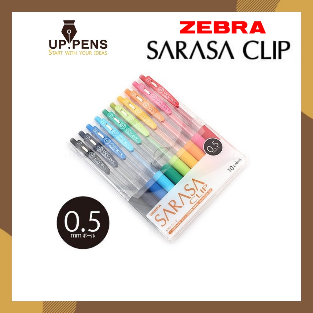 Bộ 10 bút gel Zebra Sarasa Clip - Metal tip 0.5mm - Basic Colors