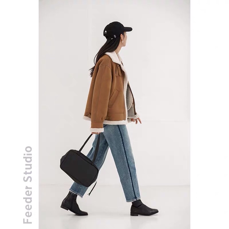 Áo khoác da lộn trần bông