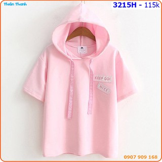 Áo thun bé gái có nón trùm đầu phong cách - 3215