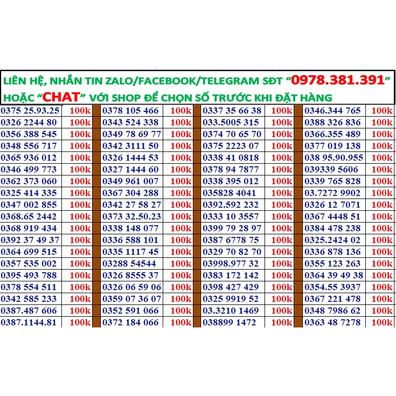 Sim số đẹp viettel giá rẻ đồng giá 100k - 120k