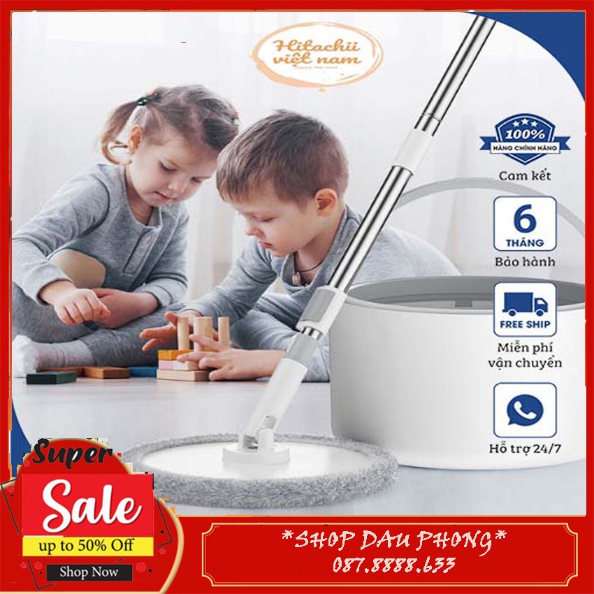 Chổi lau nhà tự vắt thông minh tách nước K9 xoay 360 độ, Cây lau nhà thông minh 360 độ tách nước cán inox