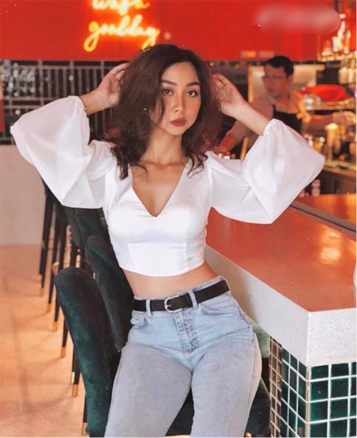 🥰🥰 Áo Croptop Trắng Cột Nơ Lưng Tay Bồng♥️ | BigBuy360 - bigbuy360.vn
