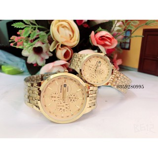Đồng hồ cặp nam nữ Baishug dây kim loại cao cấp