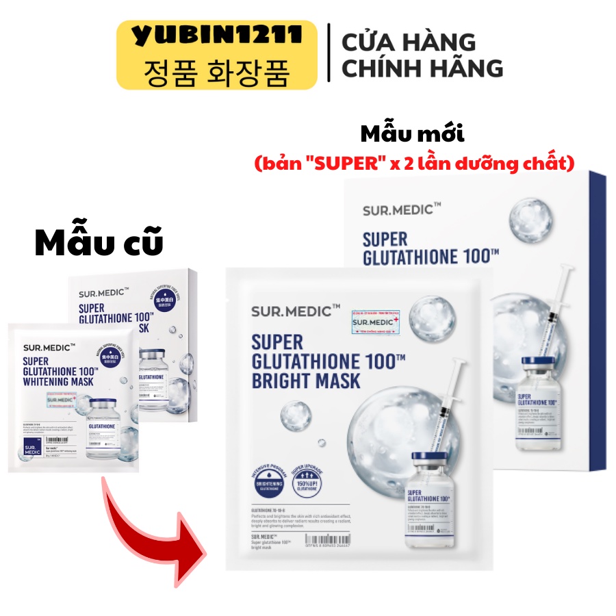 Mặt nạ Sur medic Bright Glutathione Mask Siêu Dưỡng Trắng (miếng)