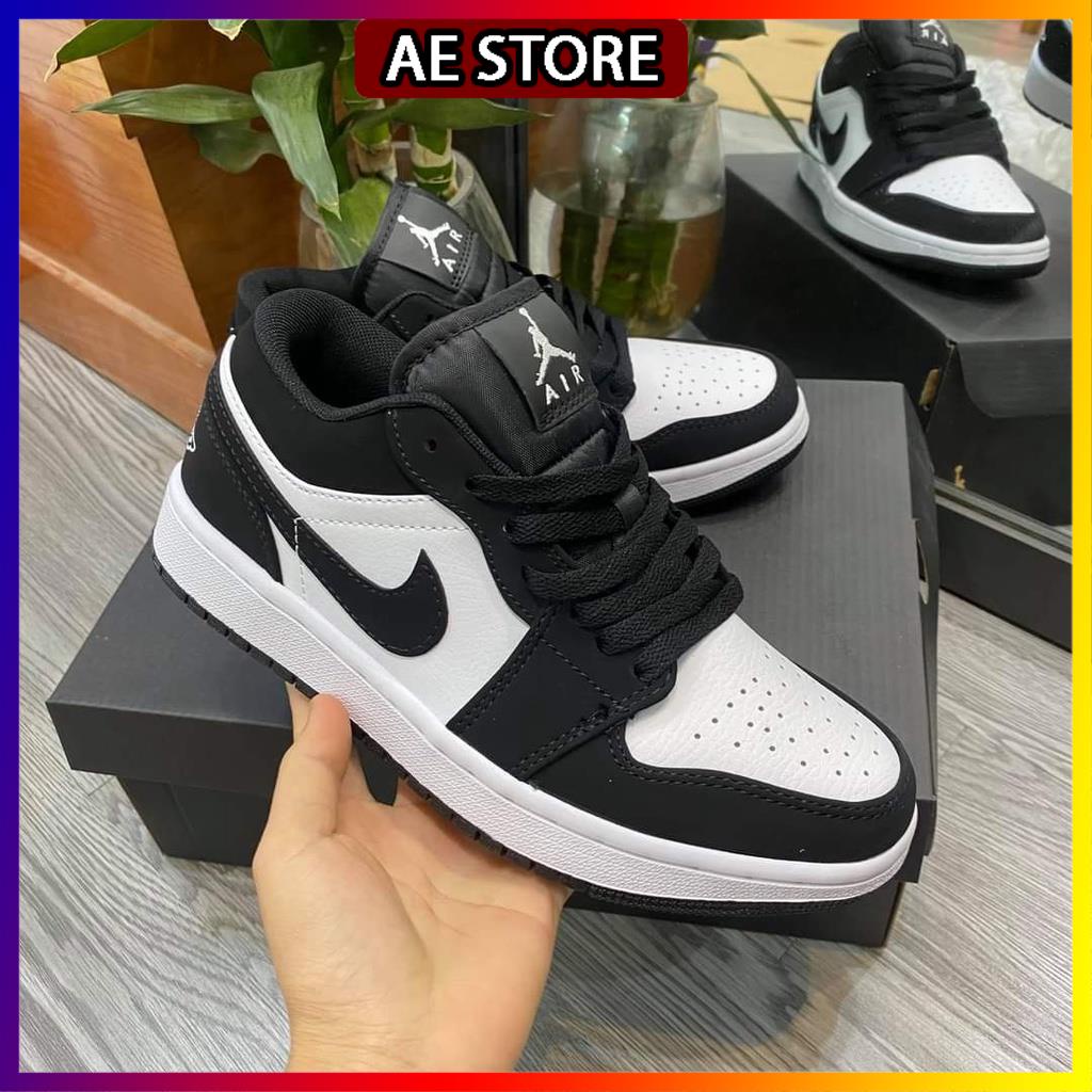 Giày thể thao JORDAN 1 CỔ THẤP MÀU ĐEN Panda Nỉ , giày jodan jd1 panda low hot hit 2021