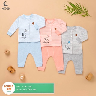 Moon_ Bộ sơ sinh nỉ Moon cài thẳng cho bé