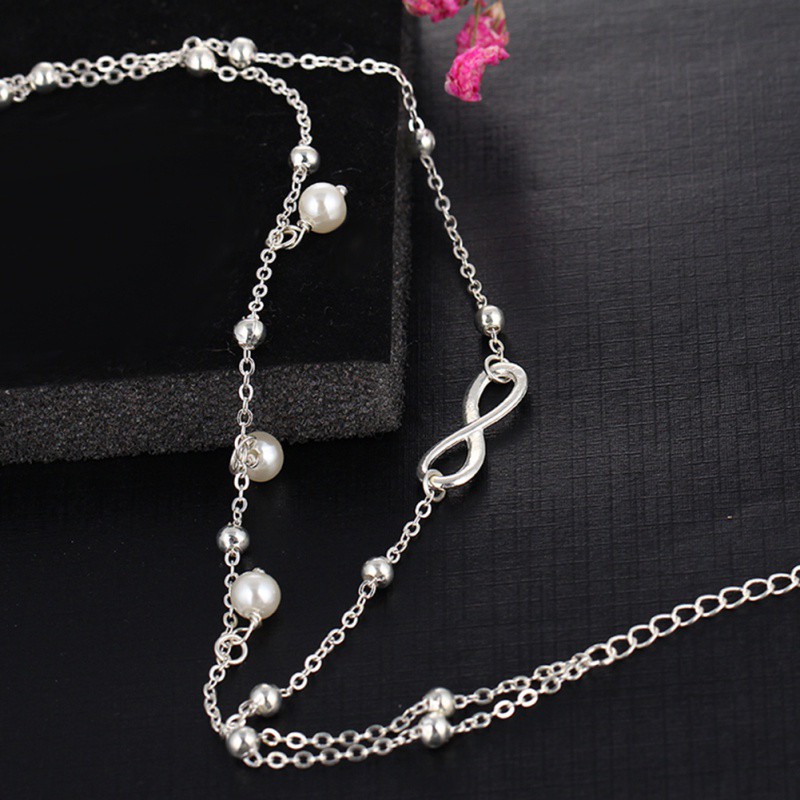 [Baywellfashion]Lắc chân màu bạc đính ngọc trai phong cách Bohemian | BigBuy360 - bigbuy360.vn