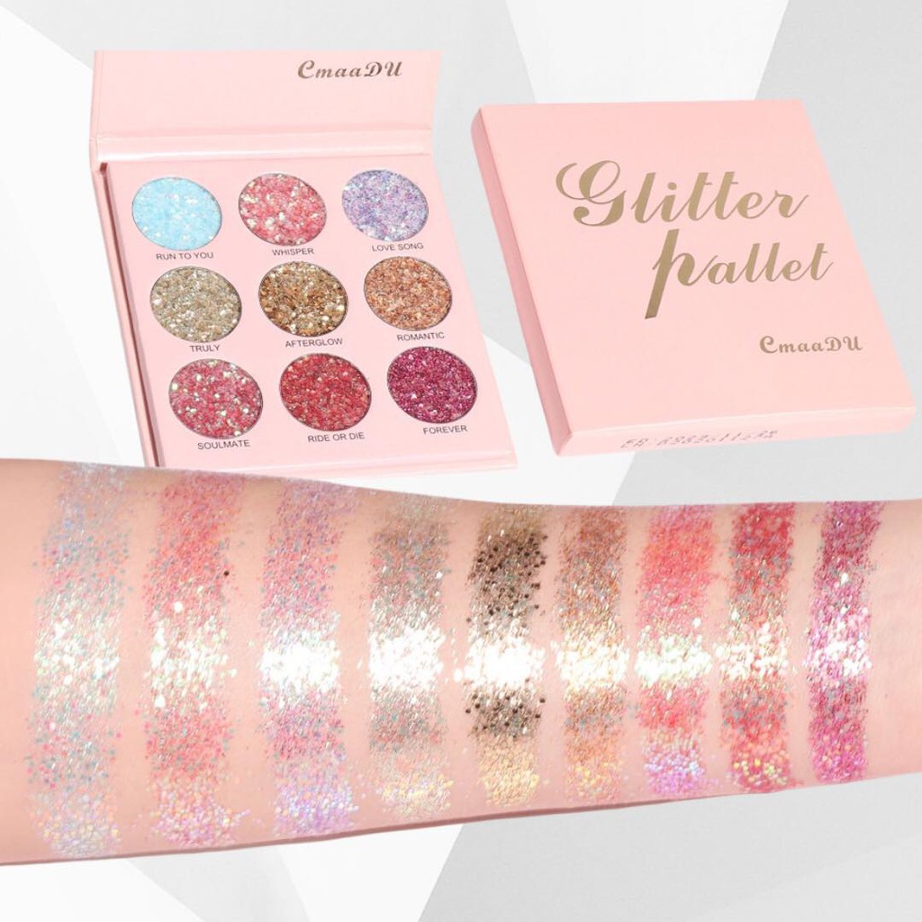 Phấn Mắt Nhũ 9 Ô Glitter Pallet Make Up Eyes Siêu Lung Linh