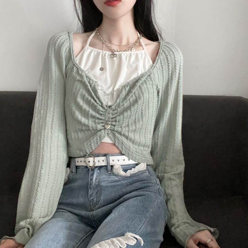 Bộ Áo Croptop Hai Dây Chống Nắng Nhiều Màu Thời Trang Mùa Hè 2022