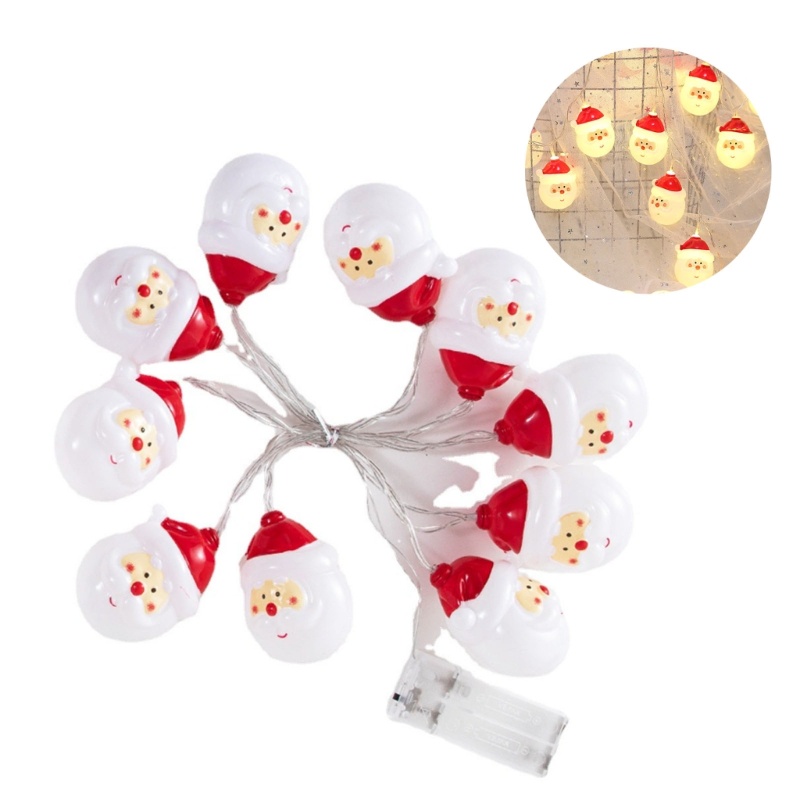 Dây Đèn LED 10 Bóng Hình Ông Già Noel Trang Trí Giáng Sinh