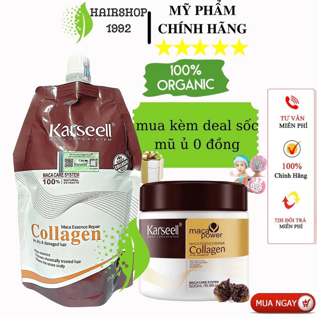 ✅KARSEELL Kem Ủ Tóc - Hấp Tóc Colagen Karseell Phục Hồi Tóc Hư Tổn | Ủ Tóc Siêu Mượt 500ml - Chính Hãng