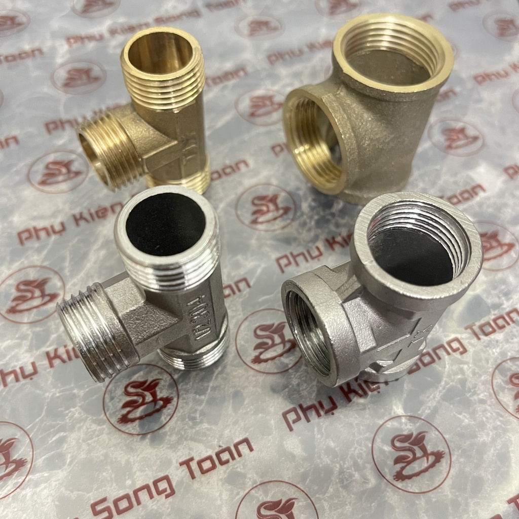 [TEE NỐI REN] Tê chia ba đầu ren trong &amp; ngoài bước ren BSP hệ G dân dụng (T pipe fitting tee male &amp; female)