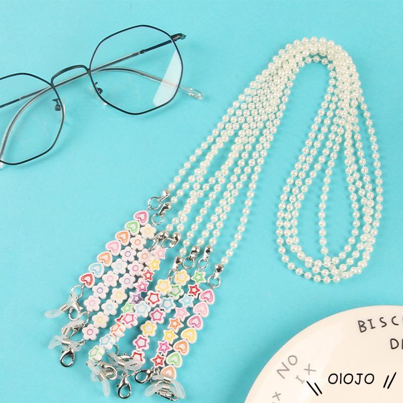 Dây đeo mắt kính / khẩu trang làm từ acrylic trong suốt trang trí mặt cười dễ thương
