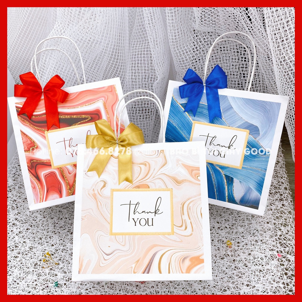 Túi quà tặng giấy kraft mẫu vân đá sang trọng đựng quà tặng cho đối tác, khách hàng KHÔNG KÈM NƠ