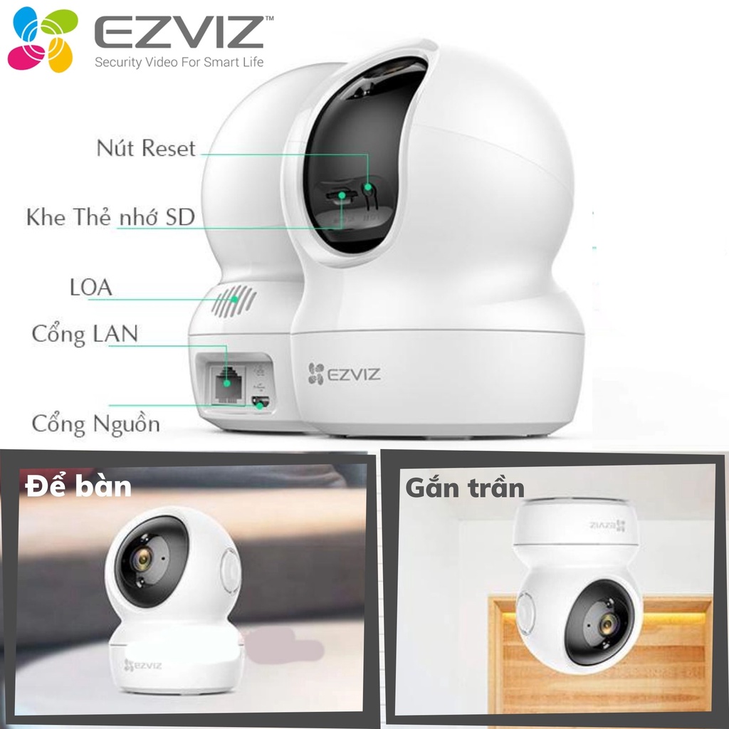 Camera Ezviz C6N 1080p wifi trong nhà giá rẻ quay 360 độ không dây giọng nói 2 chiều chính hãng