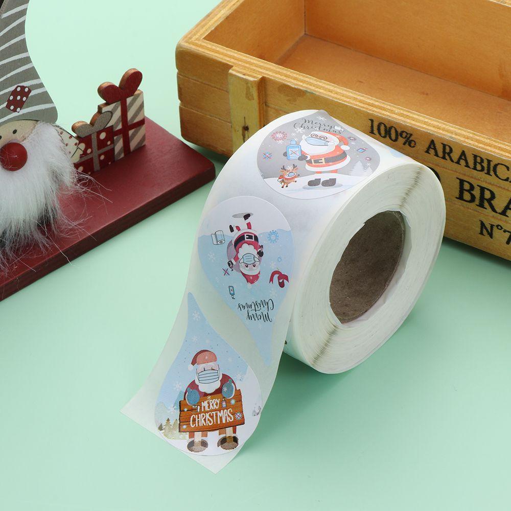 Cuộn 500 Nhãn Dán Trang Trí Bánh Họa Tiết Giáng Sinh