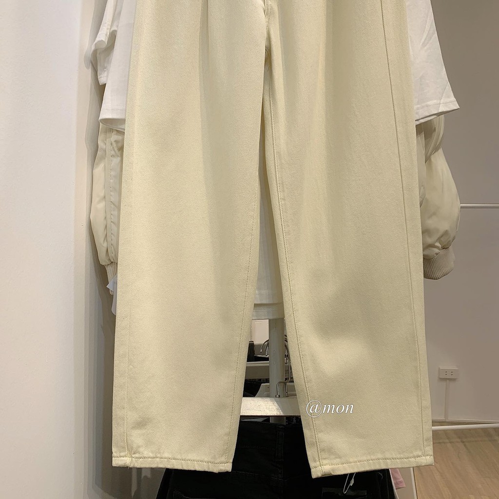 2101354 Quần baggy ống rộng dáng suông túi nhúm ulzzang cho nữ màu be có size | BigBuy360 - bigbuy360.vn