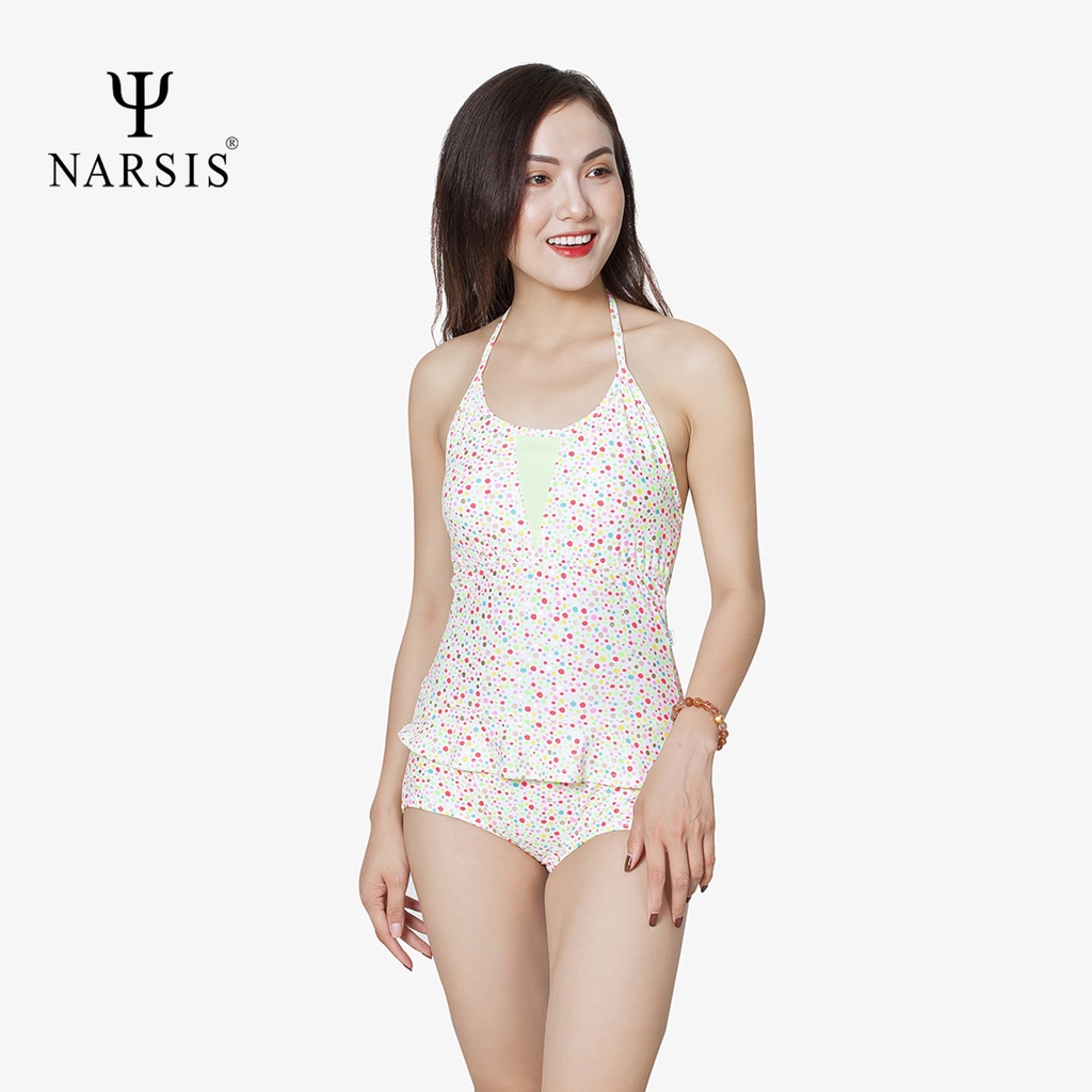 [Mã BMLTA50 giảm 10% đơn 99K] Bộ Bơi Nữ Narsis A8011 màu trắng hoa nhí