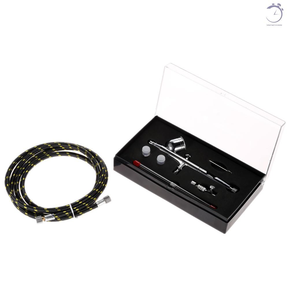 KKmoon Professional Gravity Feed Bộ đôi hành động Airbrush với ống để vẽ tranh nghệ thuật Hình xăm làm móng tay Mô hình phun sơn Air Brush Dụng cụ làm móng 0,2mm 0,3mm 0,5mm 7cc♠