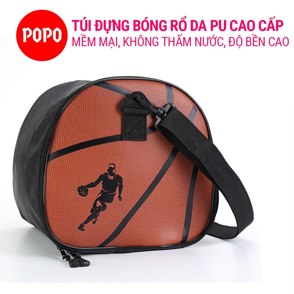 Túi đựng bóng rổ 1146 chất liệu da PU có khóa kéo chống nước, ngăn nhỏ đựng phụ kiện chất liệu cao cấp POPO Collection