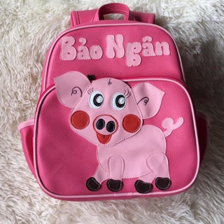 Balo heo hồng may tên bé