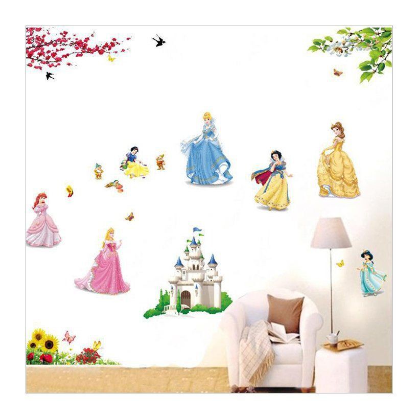 Decal trang trí dán tường lâu đài và công chúa siêu đẹp